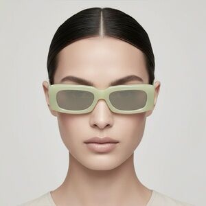 Brand new The Attico x Linda Farrow mini Marfa sunglasses in acid green